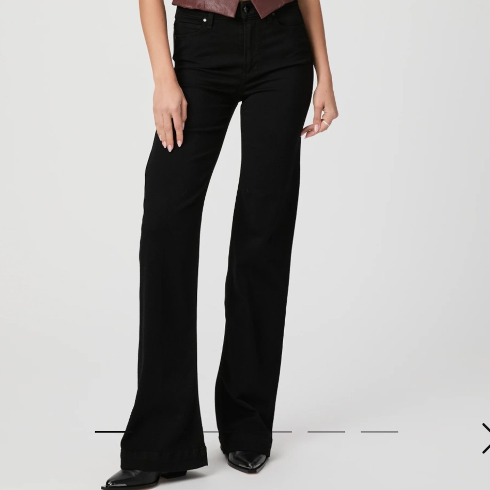 NWT PAIGE Leenah Black Flare & Wide Leg Jeans